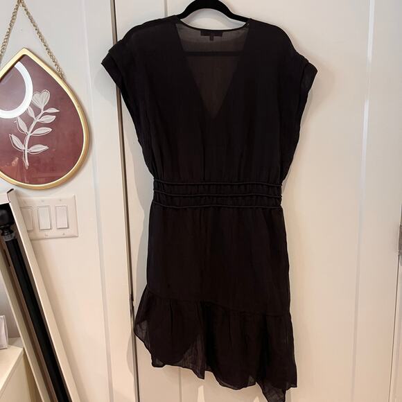 IRO Black Sheer Cap Sleeve Layered Mini Dress Sz 8 - Picture 3 of 14